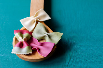 farfalle pasta bows in unusual colours 