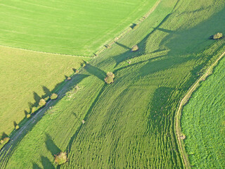 Aerial view of the hills at Monks Down in Wiltshire	