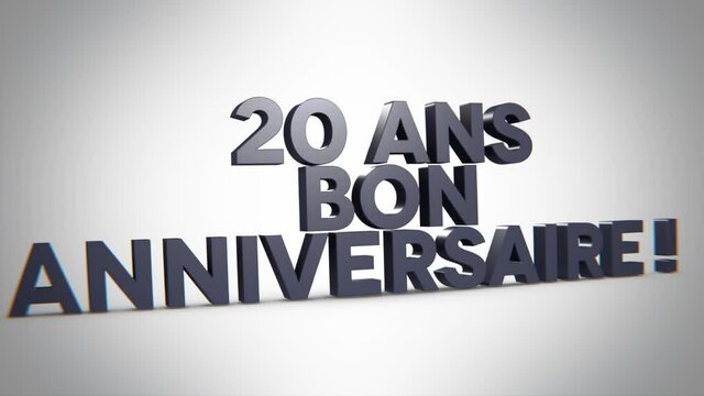 20 ans bon anniversaire 3D gris