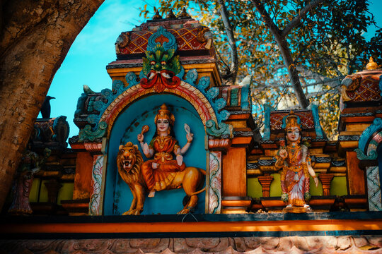 Durga Ancient Indian architecture at Temple in Kerala India