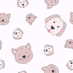 Wrapping paper - Seamless pattern of cat and dog symbols for vector graphic design