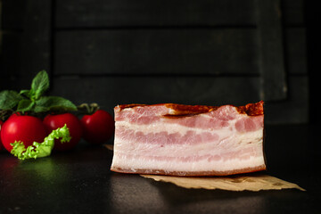 brisket smoked fat pork meat Menu concept serving size. food background top view copy space for text