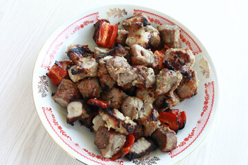 Shish kebab meat and pepper