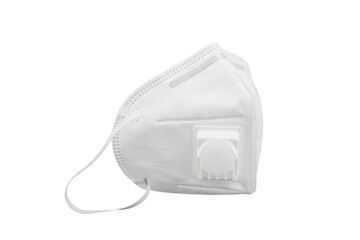 White medical mask isolated. Used to cover the mouth and nose to prevent viral or respiratory infections. With Clipping path.