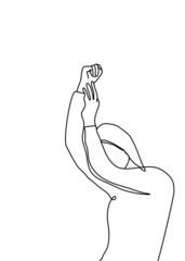 Drawings line, young girl modeling poses
