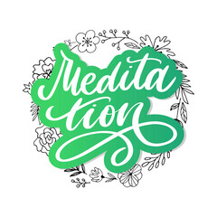 Vector illustration of My Therapy is meditation. Lettering poster for yoga studio and meditation class. Fun letters for greeting and invitation card, t-shirt print design.