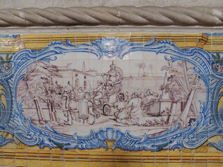 Wandbild aus Kacheln im Hyronimus-Kloster in Lissabon Portugal