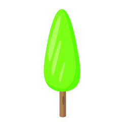vector illustrations with green trees , objects for games, game design or icons, illustrations in the style of nature. cartoon flat style.