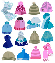 Collection of fashion caps (vector illustration).