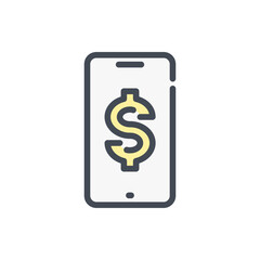 Mobile Banking color line icon. Mobile Payment, Smartphone with Dollar vector outline colorful sign.