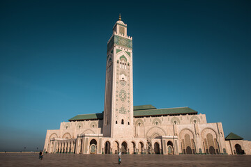 Fototapeta na wymiar Panoramic view at the Mosque of Hasan II. in Casablanca. Casablanca is the largest city in Morocco.