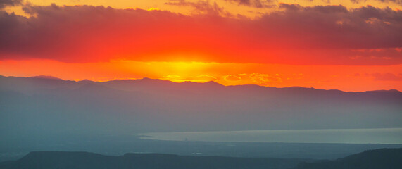 Mountains in Cyprus at sunset