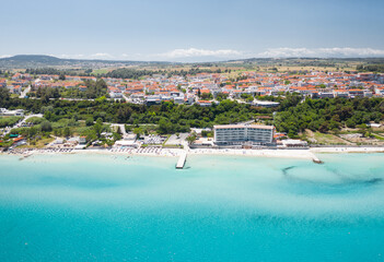 Waterfront view to the most popular village in Halkidiki- Kallithea. It is located in the first peninsula of Halkidiki, Kassandra.
