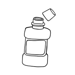Hand drawn isolated cosmetic plastic bottle for cream, liquids, sprays.