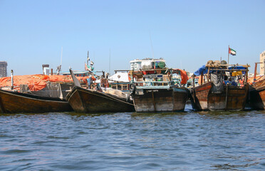 Boats berthed in Dubai Creek