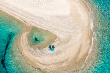 Summer background. Aerial photo of Possidi beach at Halkidiki Peninsula, Greece