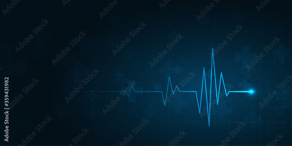 Wall mural heartbeat health care and science icon medical innovation concept background vector design.