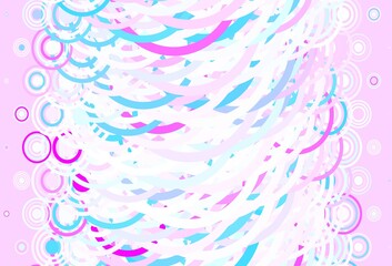 Light Pink, Blue vector pattern with spheres, lines.