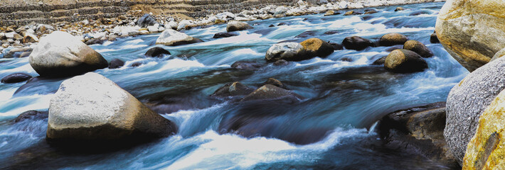 long exposure of fast flowing river