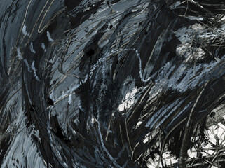 Abstract art. Hand painted texture. Can be used as a decorative background for creative design of posters, cards, invitations, wallpapers, banners, websites, etc. Modern artwork. Black oil paint.