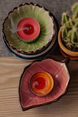 Fiesta Mexicana - Tischdeko, Detail, erloschene Teelichter