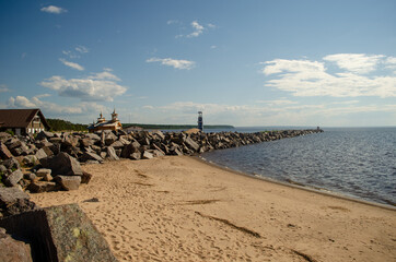 Fototapeta premium Beautiful view in Onega Lake, Russia, Vologda oblast.