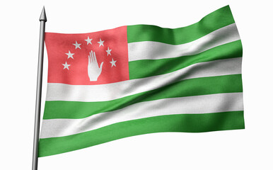 3D Illustration of Flagpole with Abkhazia Flag