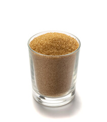 Raw Brown Cane Sugar Isolated on White Background