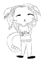 Black line cat for coloring book or page