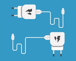 Smartphone USB charger adapter with USB Micro cable (Socket and connector for PC and mobile devices)