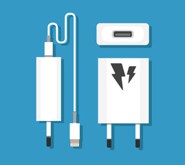 Smartphone USB charger adapter with USB Micro cable (Socket and connector for PC and mobile devices)
