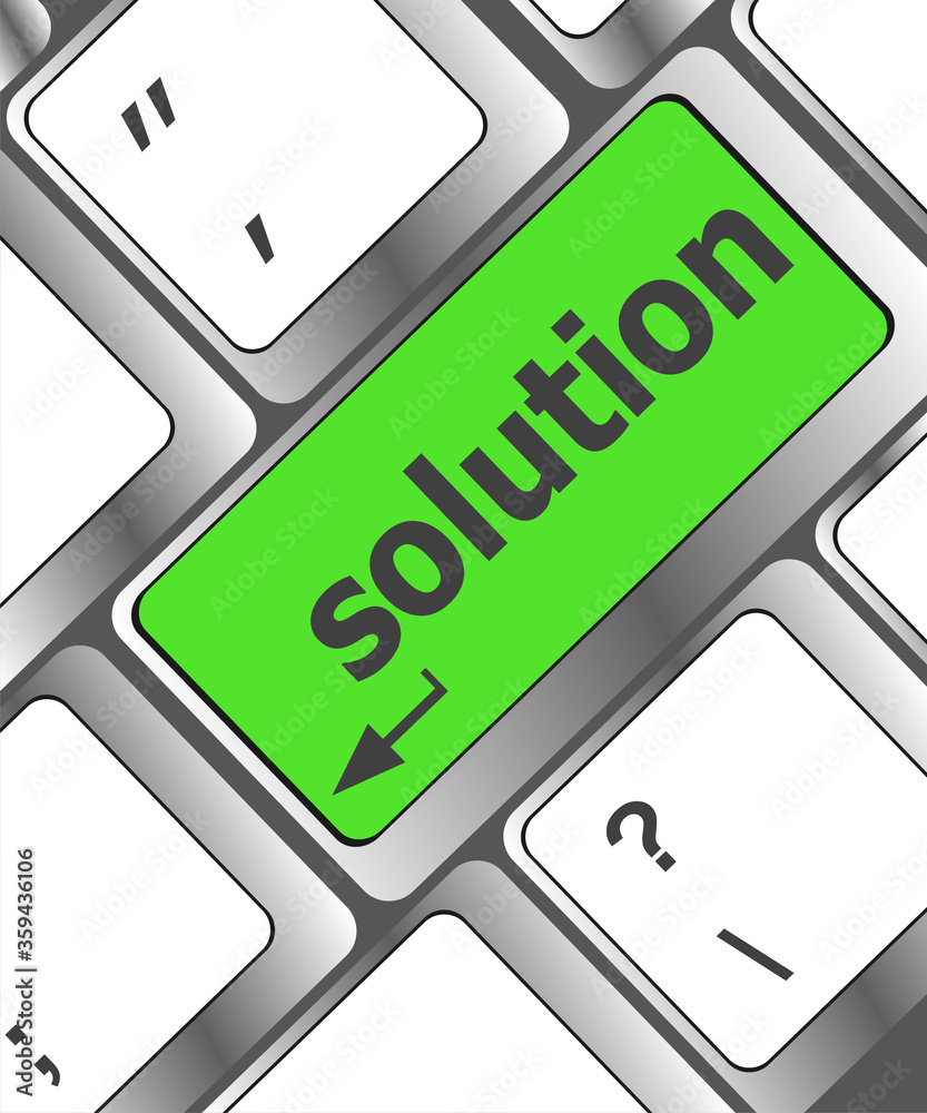 Poster keyboard with solution buton. computer keyboard