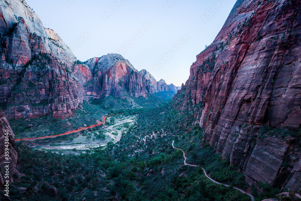 Wall mural Zion National Park at twilight, Utah, USA