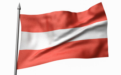 Fototapeta na wymiar 3D Illustration of Flagpole with Austria Flag