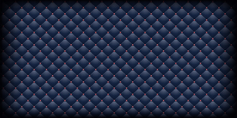 Luxury dark blue leather texture. Genuine leather pattern. Rhombus geometric background.