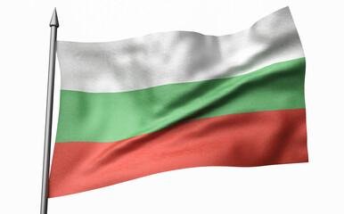 3D Illustration of Flagpole with Bulgaria Flag