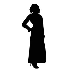 isolated, black silhouette girl stands