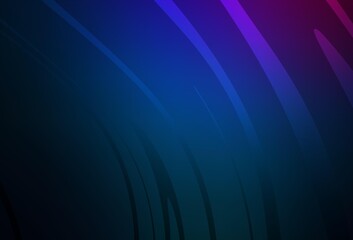 Dark Pink, Blue vector background with curved lines.