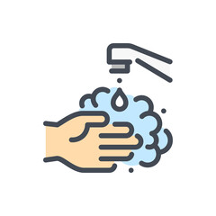 Washing Hands with Foam color line icon. Hand Wash vector outline colorful sign.