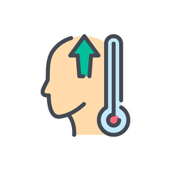 Fever Heat color line icon. High Body Temperature vector outline colorful sign.