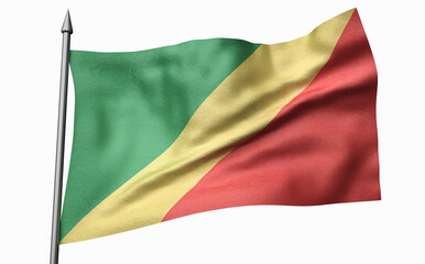 Fototapeta na wymiar 3D Illustration of Flagpole with Congo Republic Flag