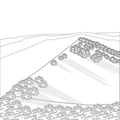 Coloring of hills with flowering shrubs