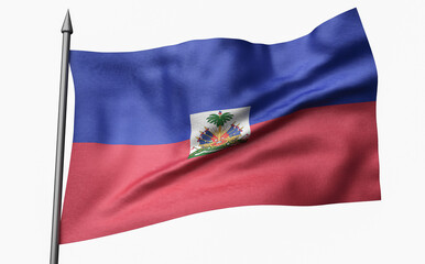 Fototapeta na wymiar 3D Illustration of Flagpole with Haiti Flag