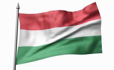 Fototapeta na wymiar 3D Illustration of Flagpole with Hungary Flag