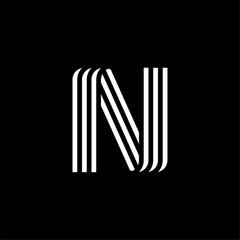 Round Three Lines Letter Logotype N