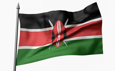 3D Illustration of Flagpole with Kenya Flag