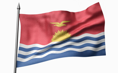 3D Illustration of Flagpole with Kiribati Flag