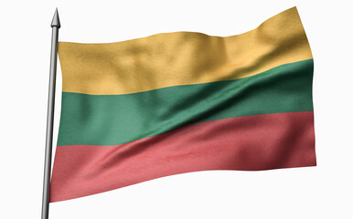 Obraz premium 3D Illustration of Flagpole with Lithuania Flag