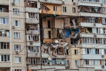 The explosion at home. House explosion as a result of a gas leak. Ukraine. Kiev.