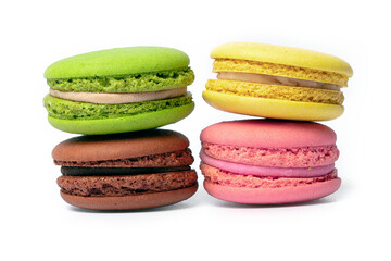 multicolored pasta confectionery on a white background